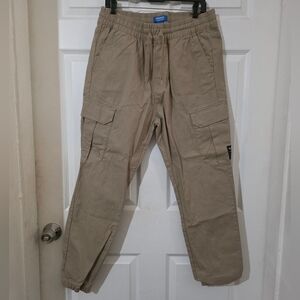 Pair of adidas Originals men's cuffed cargo pants in khaki Size 34